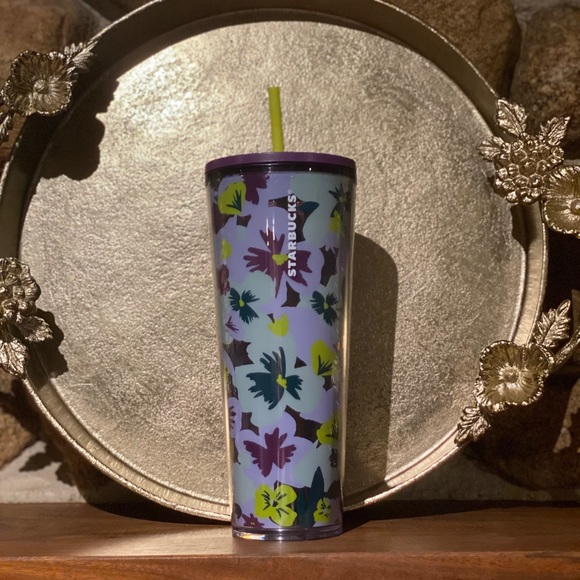 Starbucks Valentines Day Pansy Flowers Tumbler - Picture 1 of 3